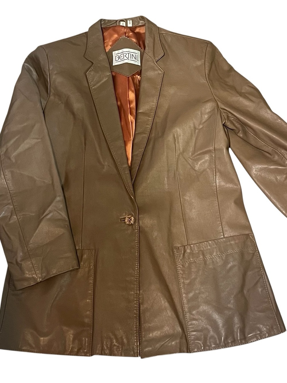 Vintage Bertini Beige Leather Blazer Size small